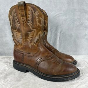 Ariat Sierra Saddle 10002304 Men's 8.5 D Brown Leather Cowboy Western Work Boot